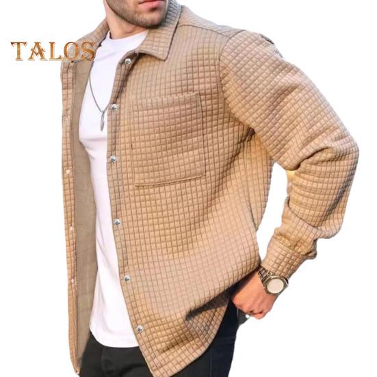 

Мужская куртка с лацканами, длинным рукавом, накладным карманом, куртка, пальто с накладным карманом, однотонное вафельное однобортное пальто XL хаки