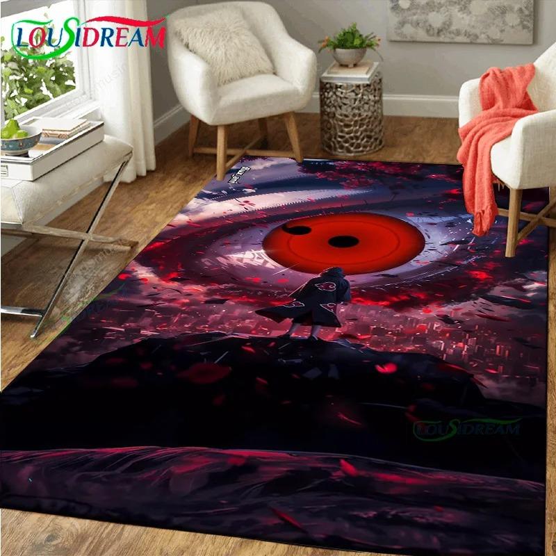 Anime Sharingan Carpet Rug Large Soft Flannel Floor Mat for Bedroom Living Room Decor Lightweight Blanket for Adults Kids Gift