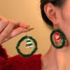 Silver needle red bow snowflake Christmas tree earrings European and American temperament earrings New Year's Christmas earrings women