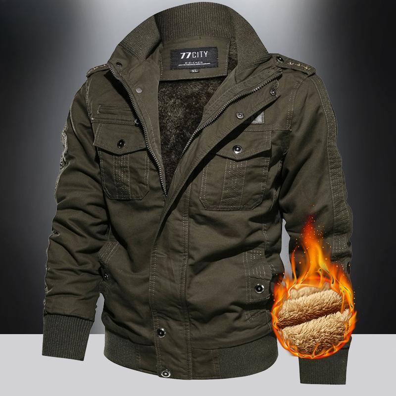 Cotton-padded Men's Winter New Velvet Padded Jacket Young and Middle-aged Cotton Plus Size Loose Cotton-padded Jacket Coat