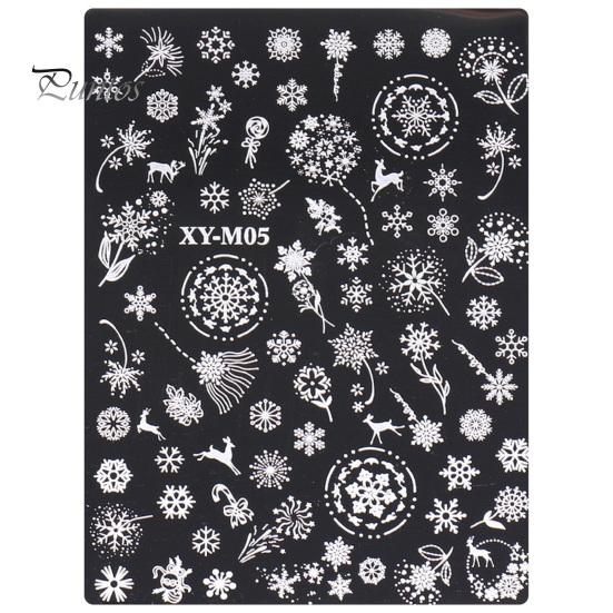 Christmas Nail Plate Festive Snowflake Elk Designs Reusable Stainless Steel Manicure Template for DIY Nail Art