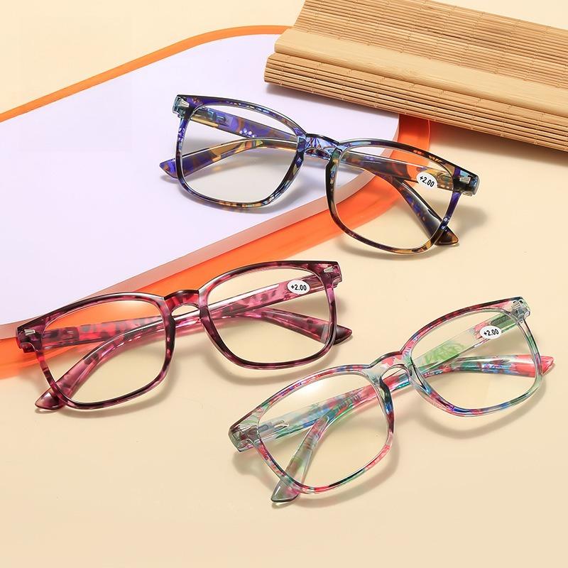 Casual Fashionable Printed Reading Glasses Ultra-light Spring Legs Comfortable and Sturdy Anti-blue Light Glasses 0 To +4.0