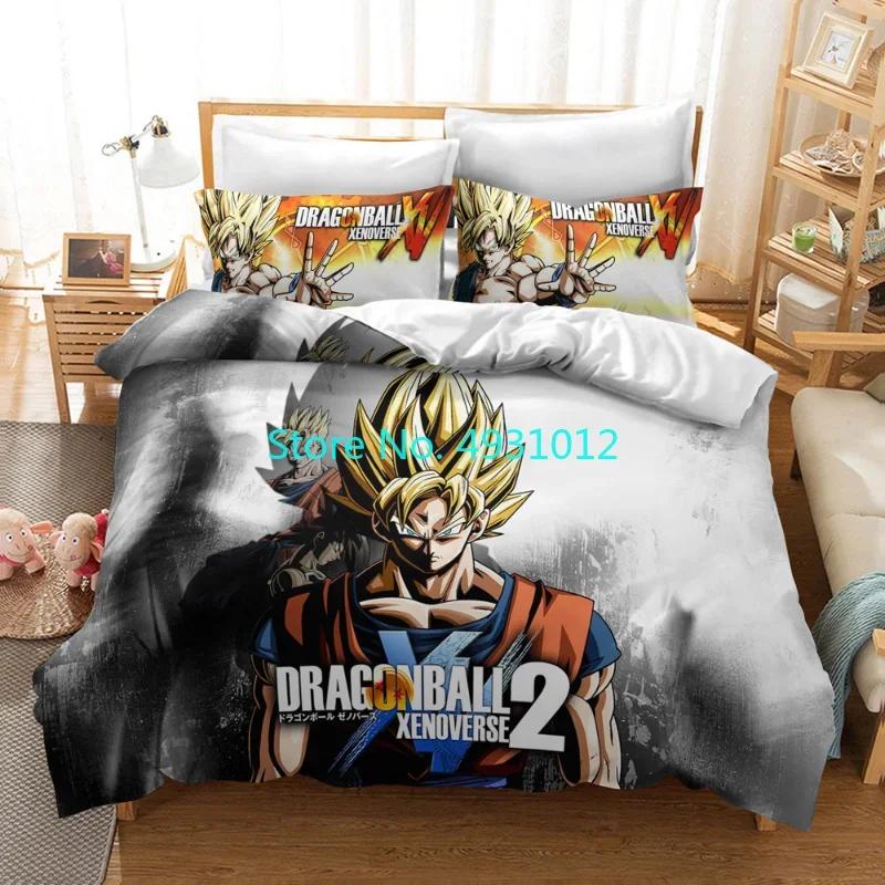 Cool Super Dragon Ball Z Son-Goku Anime Japanese Bedding Set Pillowcase Bedclothes 3D Print Kids Boy Quilt Duvet Cover Gift