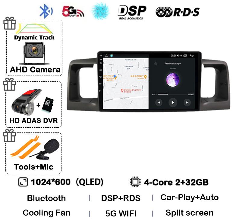 Android 14 Carplay Auto WIFI 4G Car Radio For Toyota Corolla E120 E 120 BYD F3 2007 2008 2009 2010 2011 Stereo Multimedia Player
