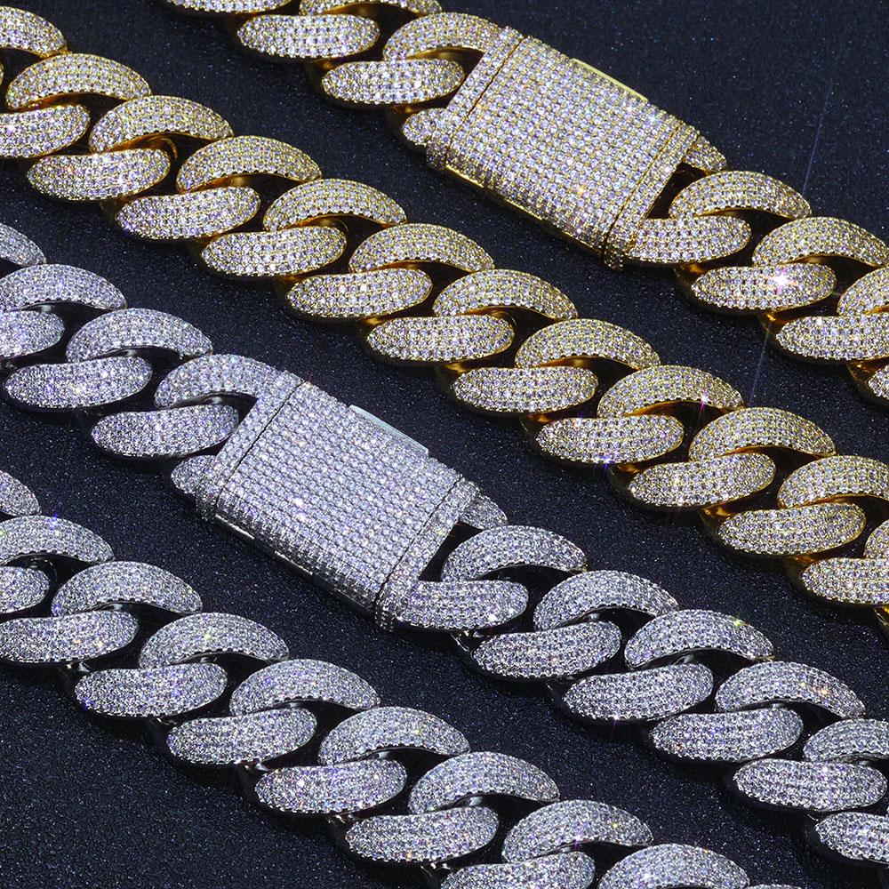Velkoobchodní Hip Hop Šperky Lesklý Kubánský Řetízek Náramek 20mm Iced Out Vložený Mosazí 4 Řady Zirkon Módní High End Pánský Náramek