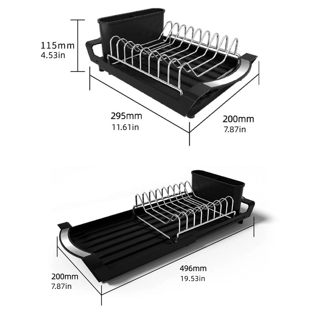 Large Capacity Draining Tray Space Saving Dish Drainer Sturdy Utensil Storage Holder  for Kitchen