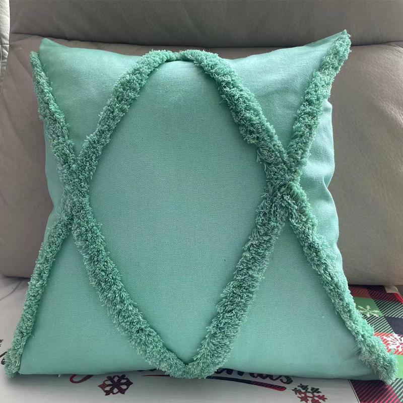 Nordic Tassel Tufted Pillow Light Luxury Famous Style Embroidered Back Cushion Pillow Cover Removable Pillow Cover