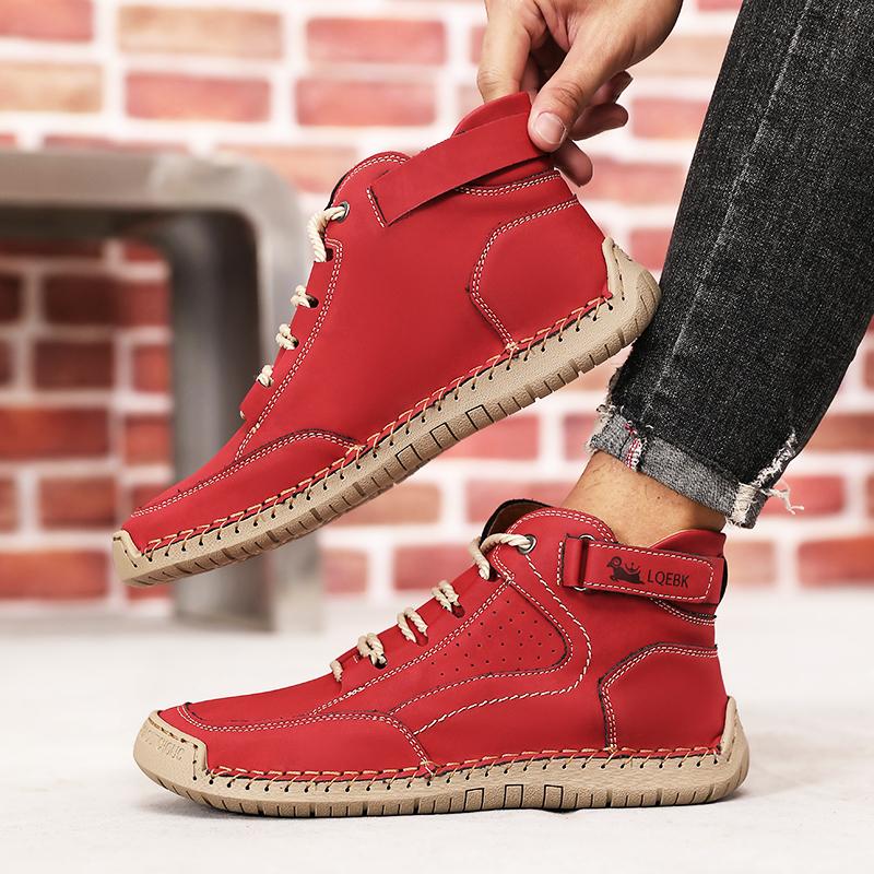 Shoes for Men Spring/Autumn Handmade Leather Casual Shoes Fashion Softe Causal Walking Sneakers Breathable Women's Ankle Boots