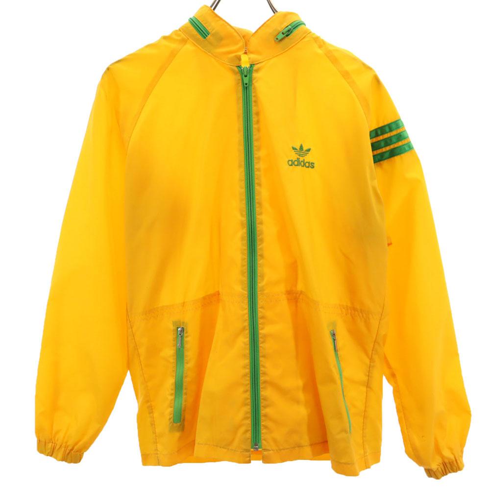 

adidas 70-е Винтажная куртка Descente с логотипом Трилистник Нейлоновая M желтая С капюшоном Мужская Б/у