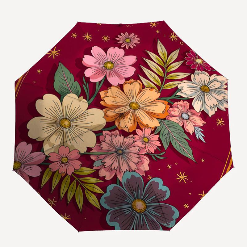 

1pc Floral Bouquet Automatic Folding Umbrella - Compact 8-Rib Design, Durable Plastic & Iron, Festive Gift, Compact Umbrellan042