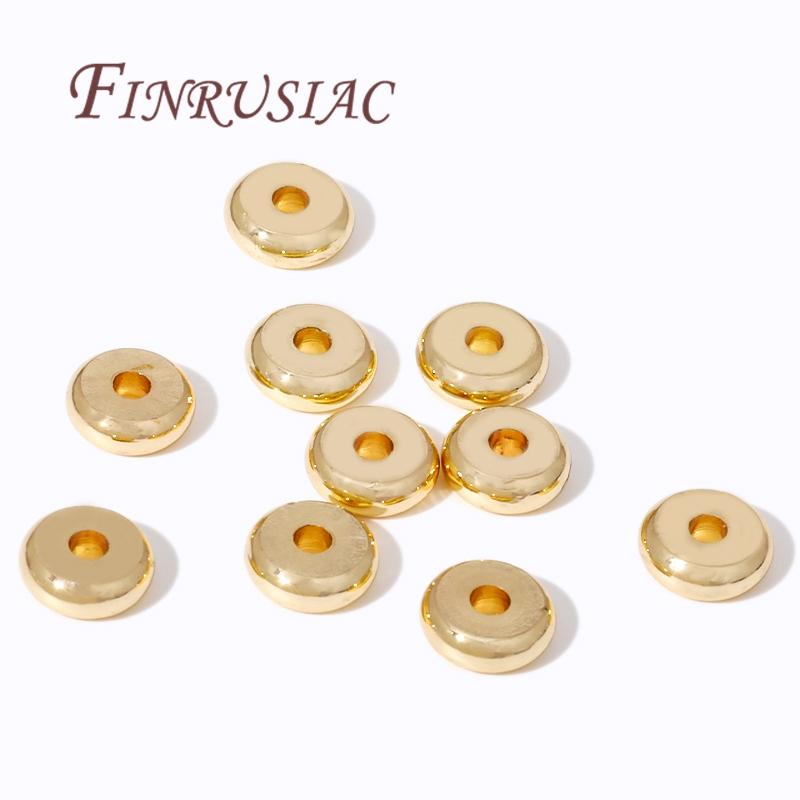 Perlen-Abstandshalter für Armbänder, 14 Karat vergoldete runde flache Abstandshalter-Perlen, lose Perlen-Zubehör für Schmuck, Charm-Perlen-Zubehör