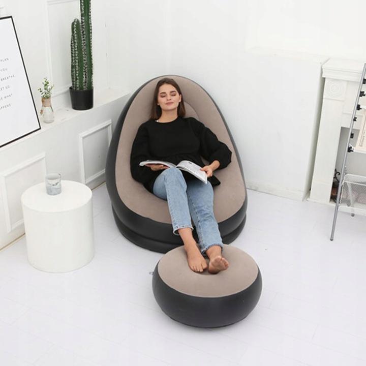 Inflatable Armchair with Footrest, Garden Beach Lounger