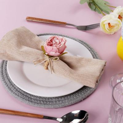 Flower Napkin Ring Handmade Rose Napkin Ring with Bow Tie Rustic Dinner Napkin Holder for Valentine's Day Wedding Parties