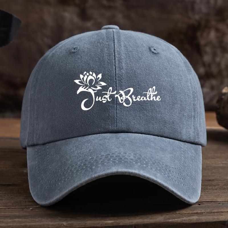 Lotus Just Breathe letter print baseball cap unisex outdoor fashion hat