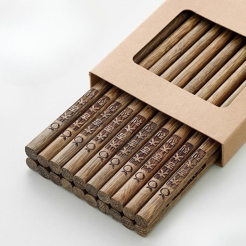 New Family Pack of Rosewood Chopsticks Lacquer-Free, Wax-Free Solid Wood Carved Chopsticks with Blessings