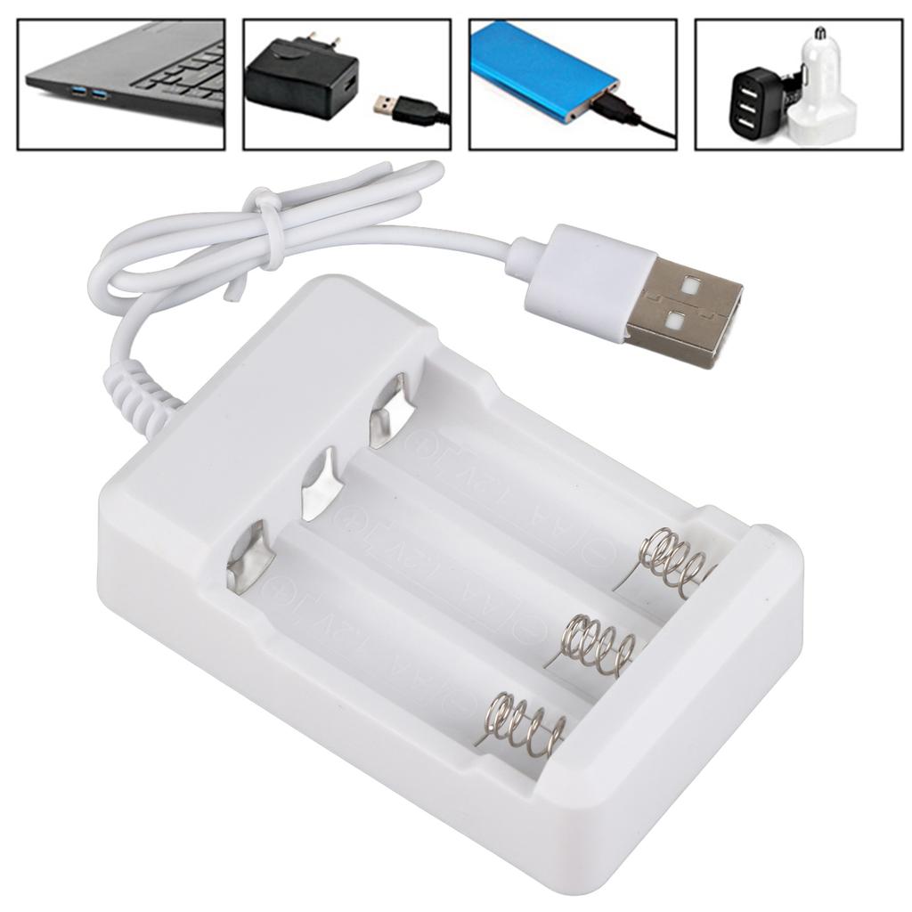 Portable ABS 5V Three Slots Charger for AA AAA Rechargeable Battery with USB Plug