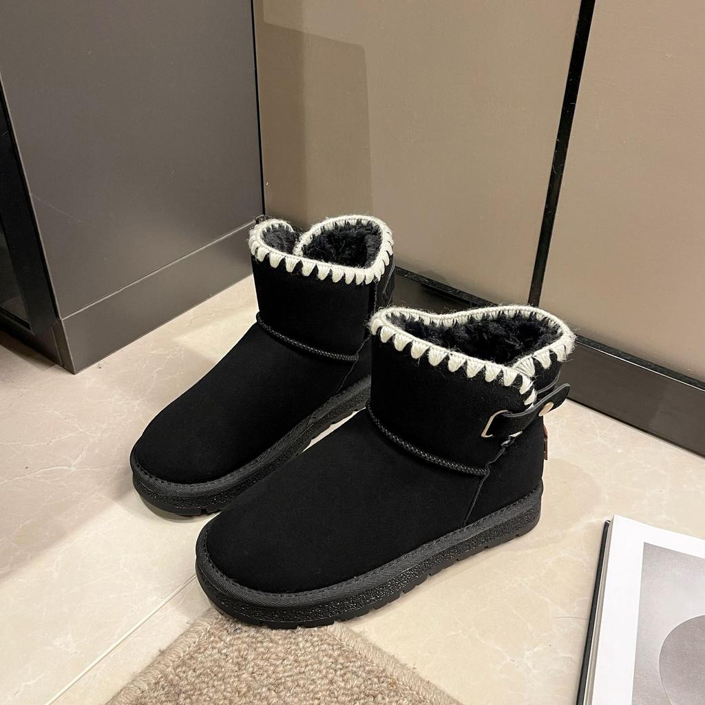 thick-soled snow boots women's winter 2024 new cotton shoes women's winter piled thickened warm shoes women's winter fluffy shoes