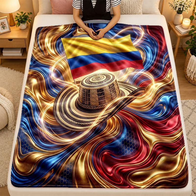 Flannel BlanketColombia Football Warm Soft Throw Blanket for Indoor Sofa Bed Living Room Use