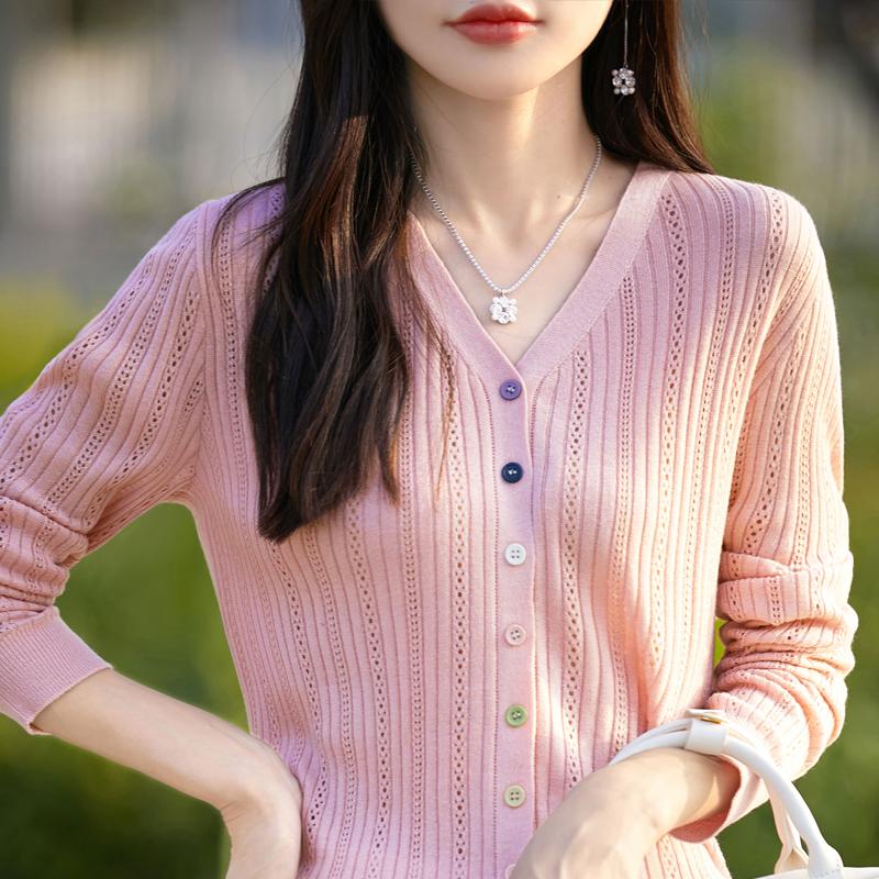 Women's Cashmere Cardigan Qinghe Cashmere 50% Wool 50% Silk Women's Autumn and Winter Cashmere Cardigan Soft and Warm