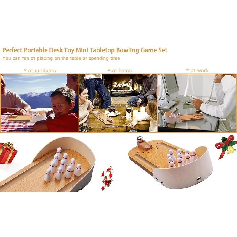 Tafelblad Mini Bowling Spel Houten Bord Arcade Schieten Kantoor Bureau Stressverlichting Vingerspeelgoed Leuke Cadeaus voor Mannen Vrouwen Kinderen