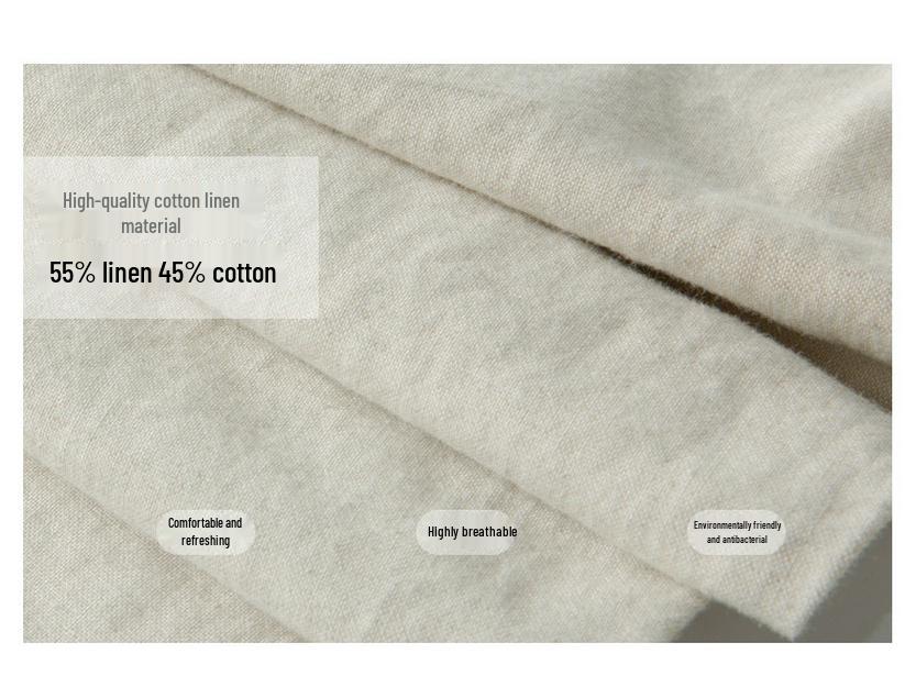 Men's Plus Size Cotton Linen Elastic Waist Trousers - Loose Straight Leg Summer Pants