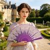 Decorative Fan Vintage Folding Carved Plastic Ribs Hand Held Portable Performance Summer Cooling Wedding Dance Party Props