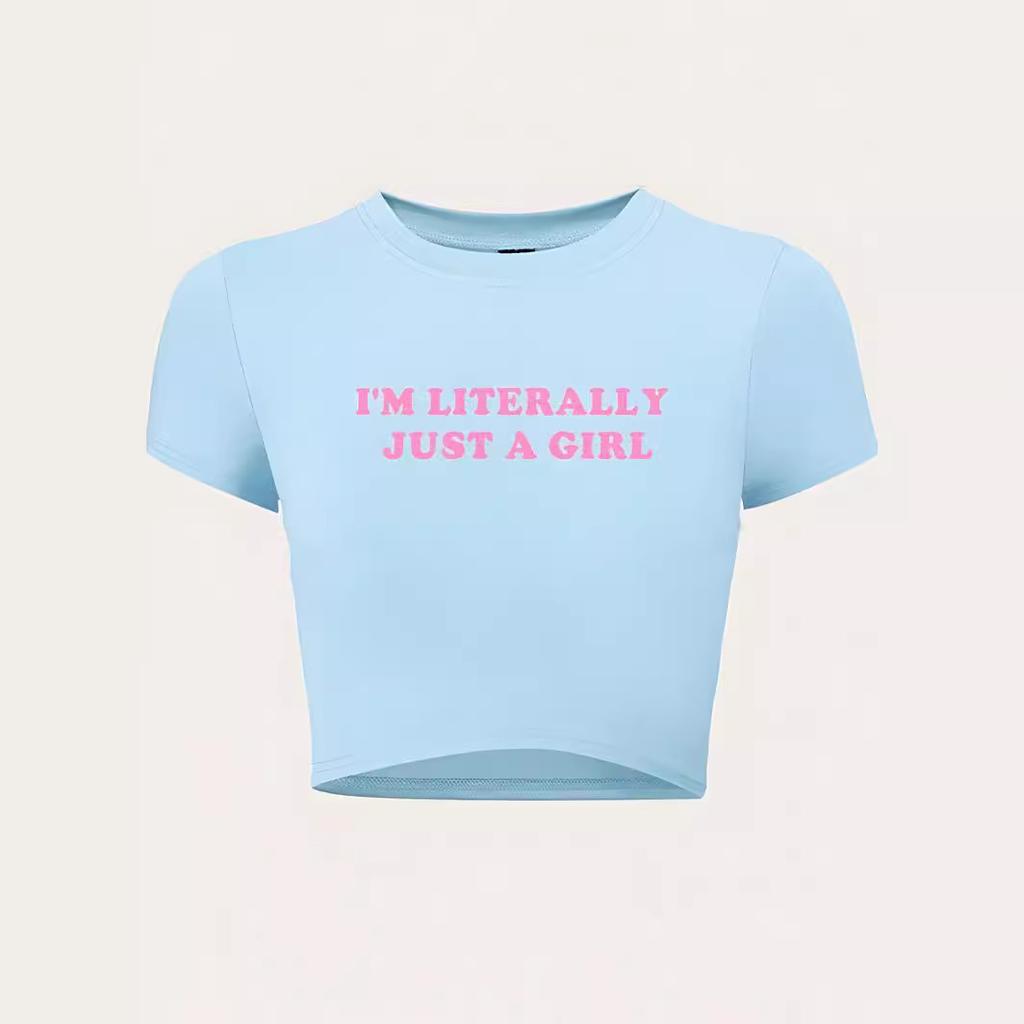 European and American style women's clothing new INS personalized street letter printing short navel short-sleeved T-shirt top