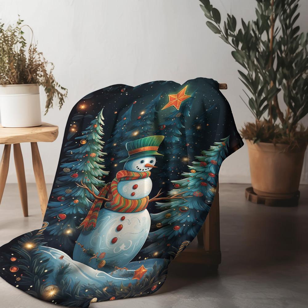Tuniu Милый плед с принтом снеговика для дома, дивана, спальни, декоративный плед, теплый, уютный, подарок 75x90cm