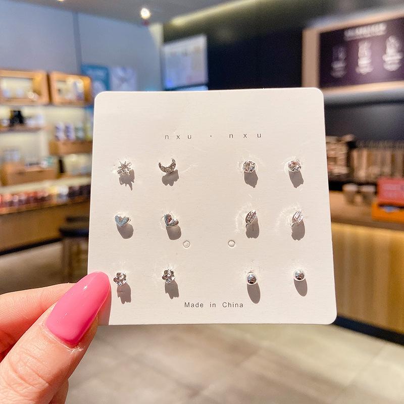 

Набор серег-пусет для женщин, эффектные серьги в виде сердца, звезды, снежинки, цветка, жемчуга, минималистичный набор серег на неделю, подарок