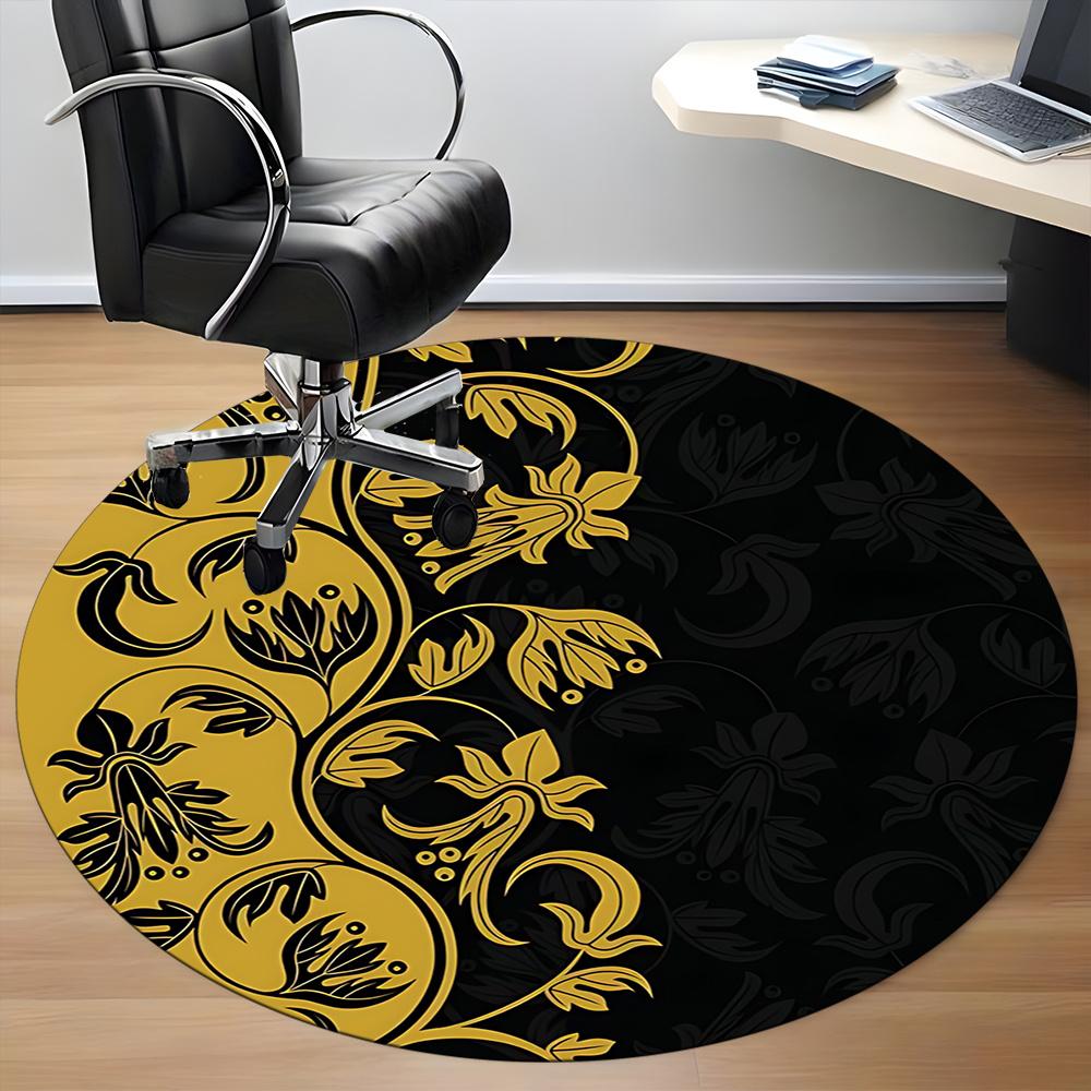 1pc Floral Pattern Office Round Area Rug, Indoor Mat Suitable ForOffice, Under Office Chairs Bedroom Living Room Home Decor, Room Deco 034