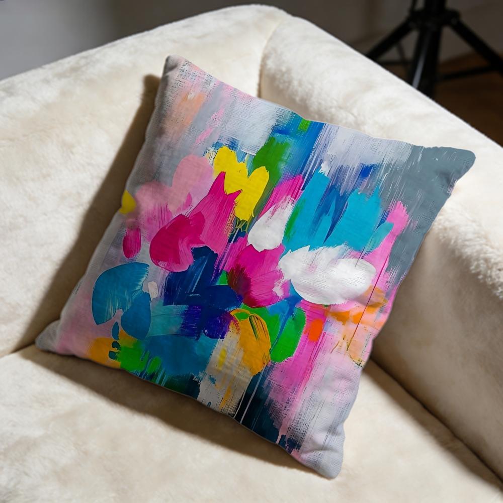 Color Paint Cushion Cover Soft Decorative Pillow Case Suitable for Bedroom Sofa Car Travel Use