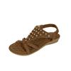 New Sandals with Hand Embroidered Thread, Rhinestones, Oversized Clip On Flat Shoes
