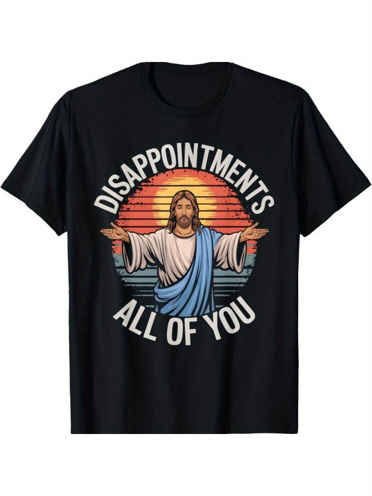 2026 New Jesus DisappointUnisext for All Jesus Graphic Print Fashion for Unisex and Women Street Fashion Loose Crew Neck Versatile Top