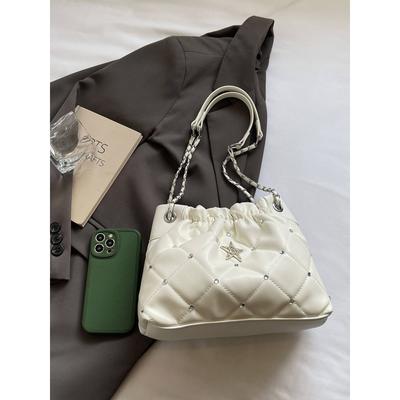 Xiaoxiangfeng Rhombus Chain Bag Women's 2025 New Fashion Versatile Shoulder Premium Bucket Bag Crossbody Bag