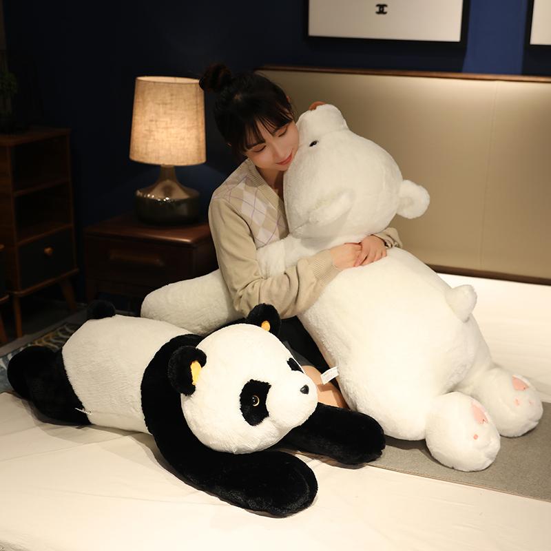 65-120cm Plush Panda Toys Lying Plush Stuffed Fluffy Bear Puppy Doll Lovely Animal Plush Pillow Birthday Gift