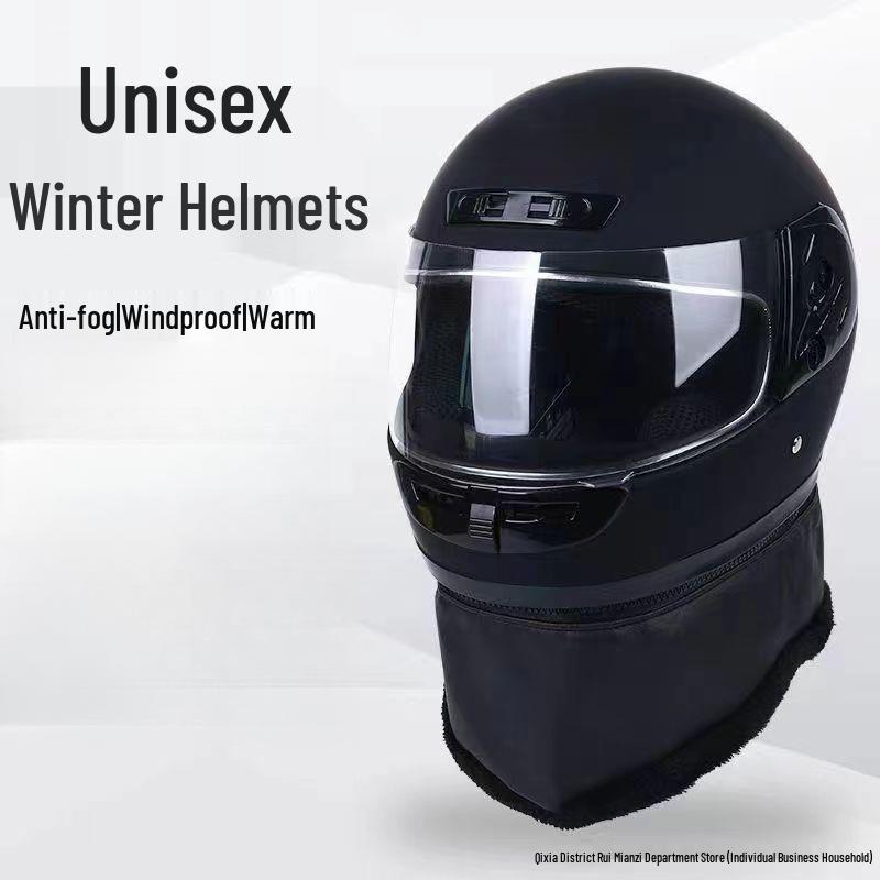 Unisex Full Face Electric Vehicle Helmet - Cold-Proof, Anti-Fog, and Warm for All-Season Riding