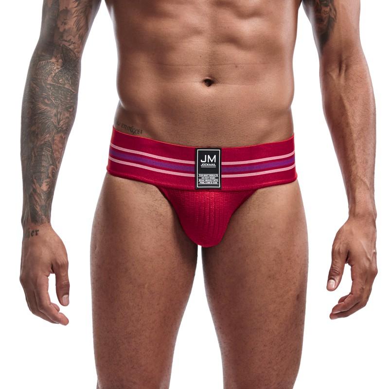 

Трусы JOCKMAIL, модное сексуальное спортивное мужское нижнее белье с низкой талией, 2,7 дюйма, очень широкий пояс, трусы из смешанных материалов, повседневные повседневные клубные шорты для вечеринок L красный