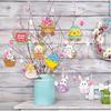 10pcs Easters Eggs Bunnys Hanging Pendants Holiday Decoration Paper Hangings Stylish Photo Shoot Props for Children