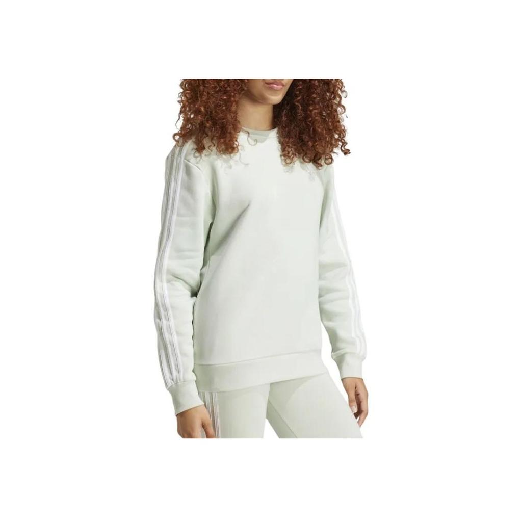 adidas FW24 Lässiges Fleece Dick Rundhals Pullover Langarm Sweatshirt Damen Sweatshirt Leinen-Grün IY1707