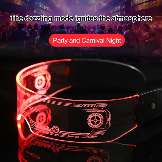 LED-briller 7 farger 12 moduser Cyberpunk briller Blinkende lysende briller for Halloween Cosplay-fest Bar