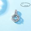 White Gold & Copper Round Pendant Base with Diamond Imitation, 925 Silver, for DIY Ice Flower Necklace.