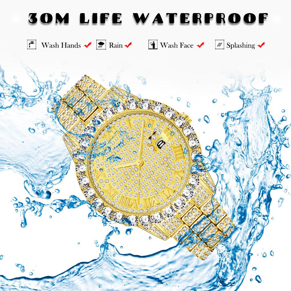 Ceas Hip Hop Fierbinte cu Gheață pentru Bărbați Marca MISSFOX Modă Bling Ceasuri Quartz de Lux cu Diamante Complete