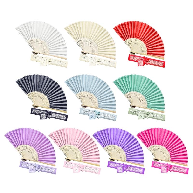 Delicate Packaging Organizers Silk Bamboo Fan Beach Outings Children Girl Boys