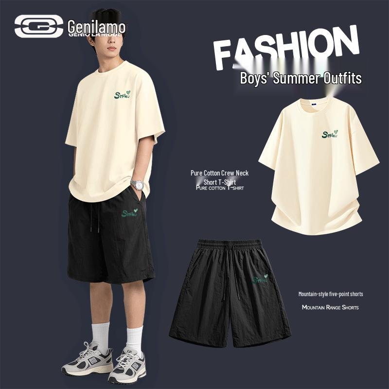 

GENIOLAMODE Men s Cotton Breathable Short Sleeve & Shorts Sportswear Set 3XL