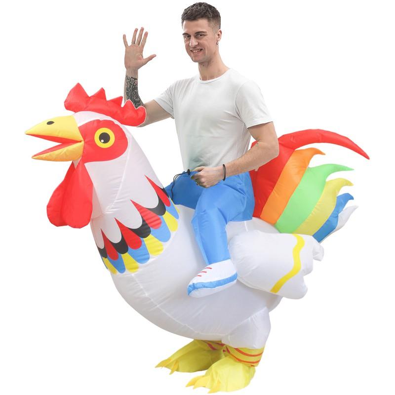 Inflatable White Rooster Costume Kids Halloween Party Fun Outfit Mascot Performance