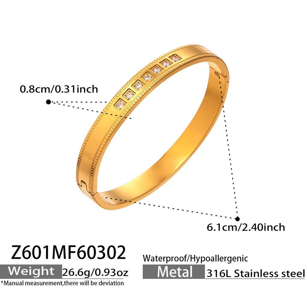 18k Gold-Plated Stainless Steel Bracelet with 5A Zirconia & Hollow Letter Buckle