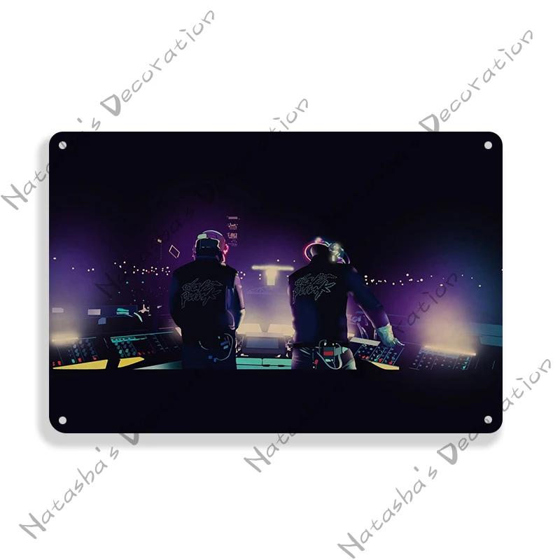 Daft Punk Vintage Poster Rock Music Metal Sign Retro Poster Metal Plaque Pub Bar Club Bedroom Decorative Plate Music Wall Decor