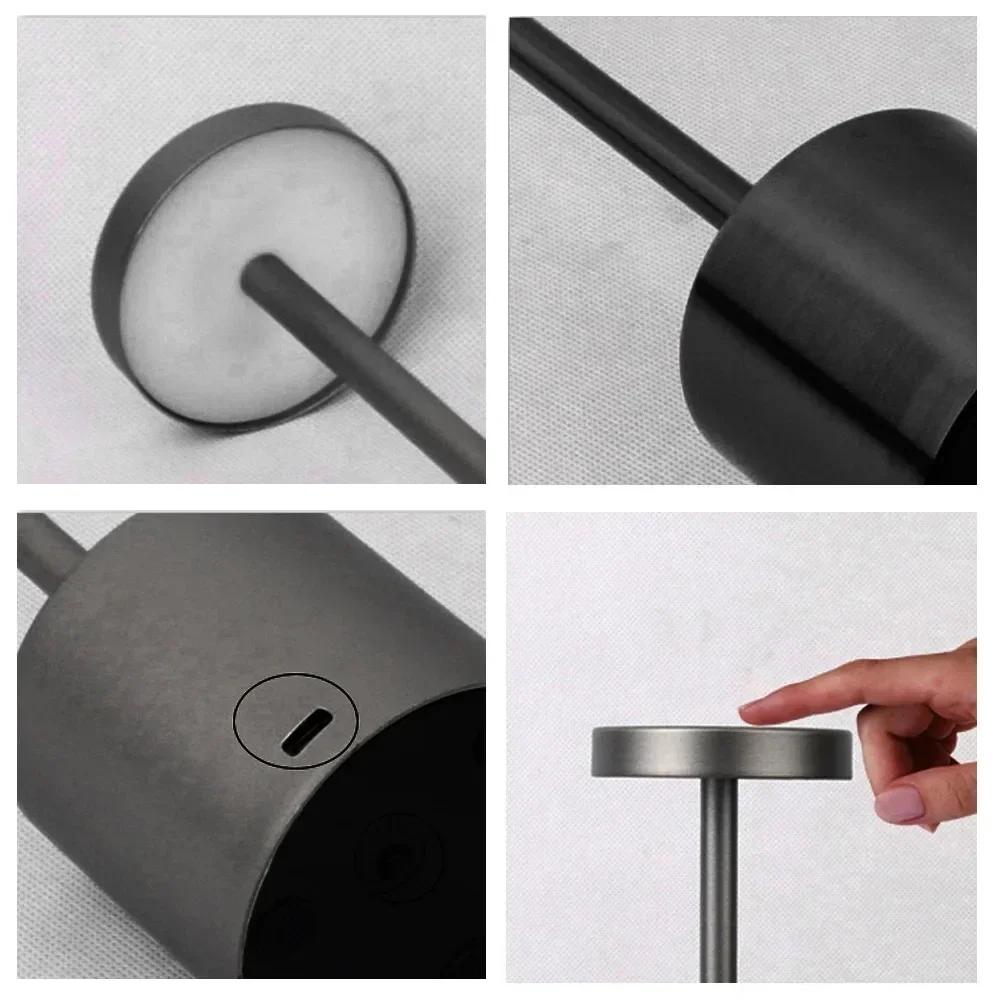 Touch Sensor LED Table Lamp Rechargeable Desk Lamp 3Colors Adjustable Bedside Creative Ambient Light Bar Room Decor Light