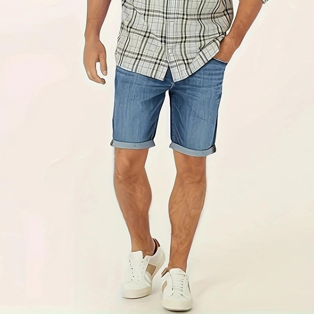 Herren Sommer Casual Straight Hem Denim Shorts