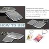 10Pc Acrylic Photo Frame Keychain Clear Picture Insert Blank Keyrings For Double-Sided Photos Diy Supplies